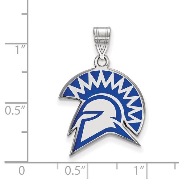 Sterling Silver Rhodium Plated San Jose State Large Enamel Pendant - Picture 2 of 3